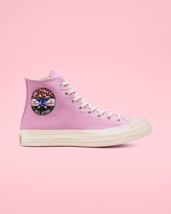 Converse Logo Play Chuck 70 Férfi Magasszárú Fekete/Rózsaszín | KJGBDVL-HU